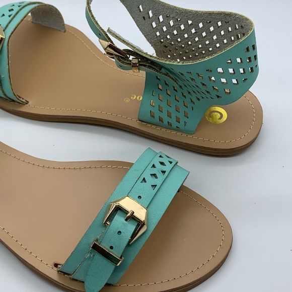 New ModCloth x Chases & Chloe Woman’s 7.5 Mint Green Joey Cut Out Retro Sandals - Picture 4 of 5